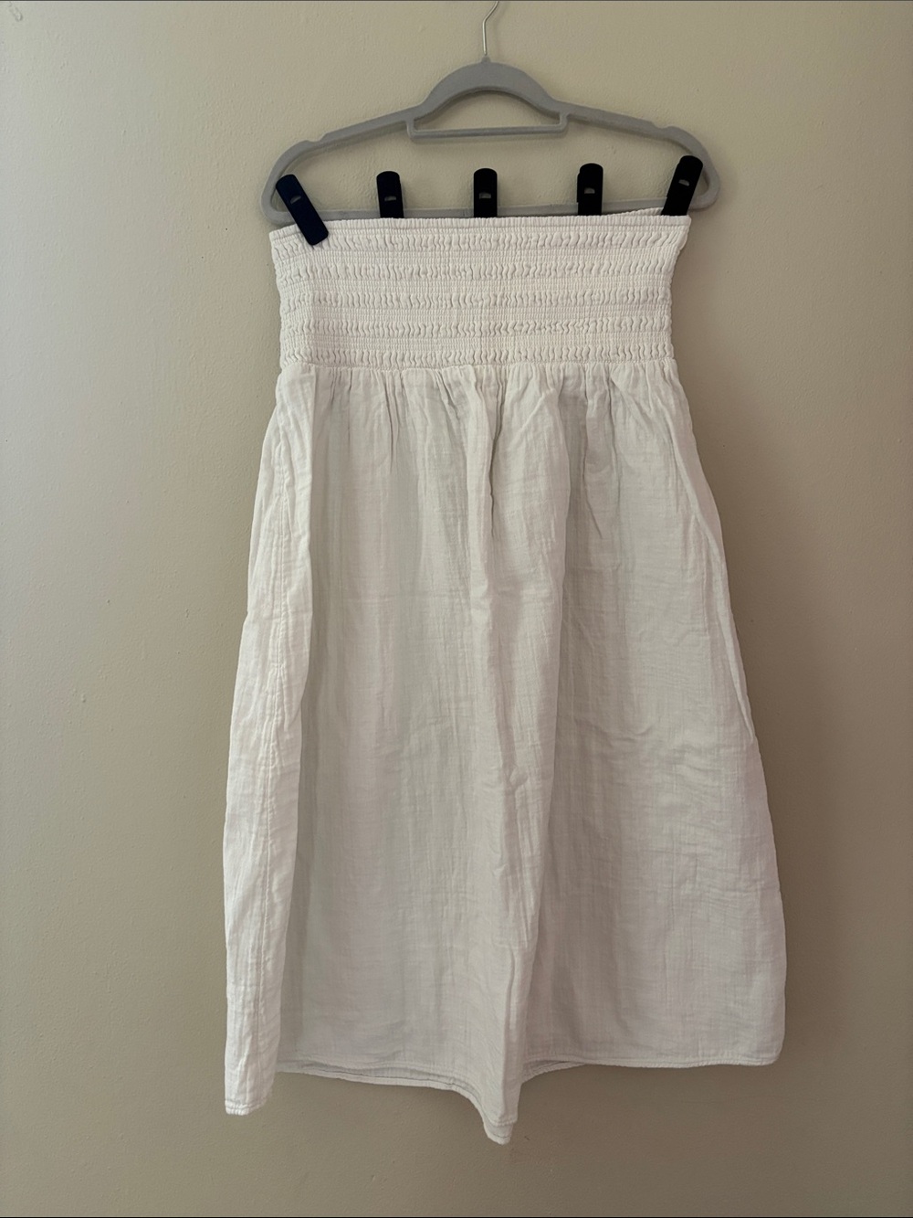 Old Navy White Smocked A-Line Midi Skirt